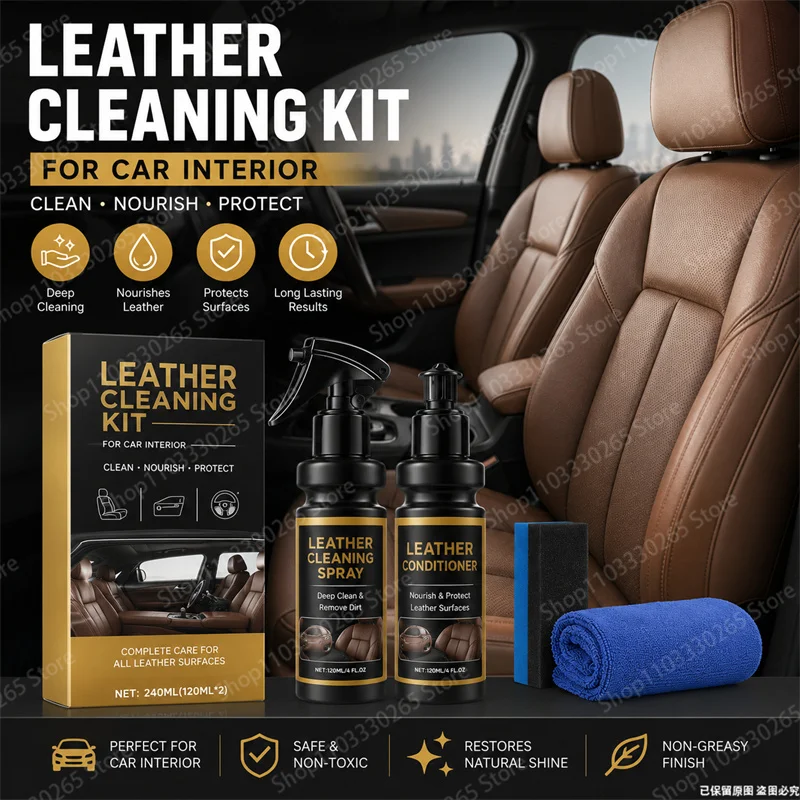 Leather Cleaner Interior - Premium Leather Cleaning Kit For Car