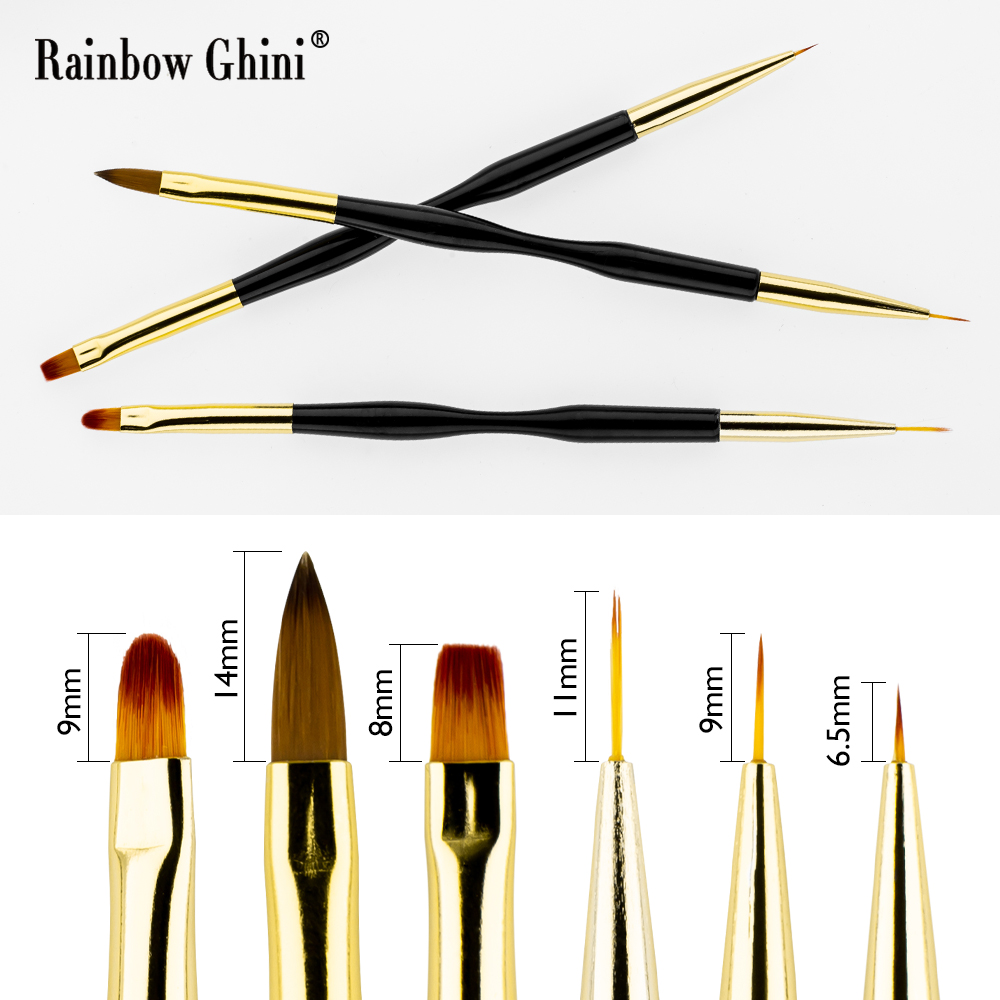 Rainbow Ghini 3Pcs/Set Dual He - Detailing Brush Set recension och pris