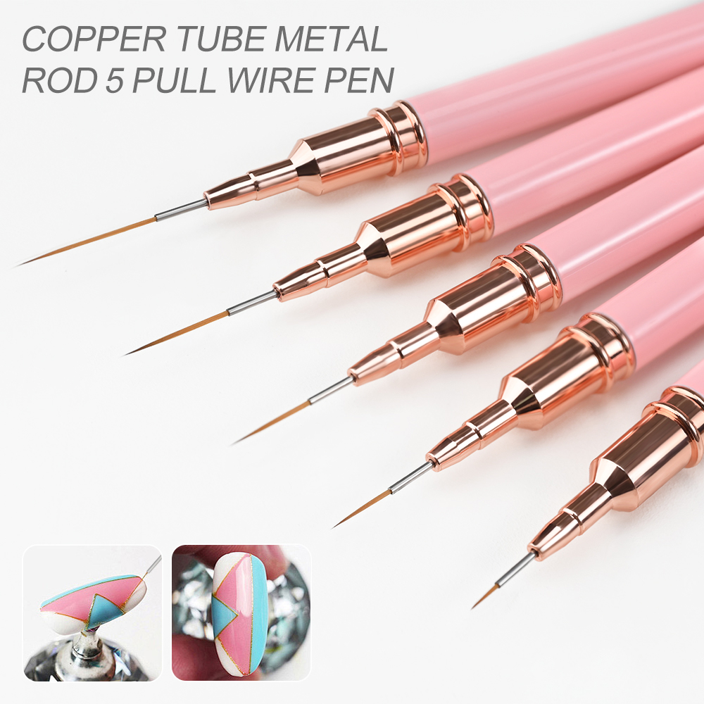 5Pcs Pink Metal Handle Nail Li - Detailing Brush Set recension och pris