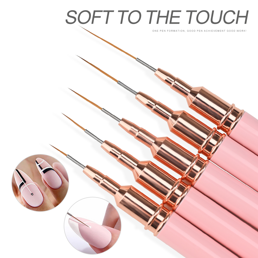 5Pcs Pink Metal Handle Nail Li - Detailing Brush Set recension och pris