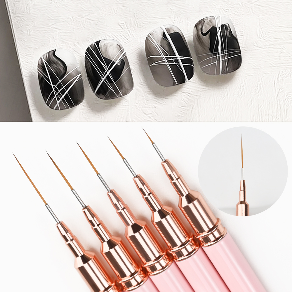 5Pcs Pink Metal Handle Nail Li - Detailing Brush Set recension och pris