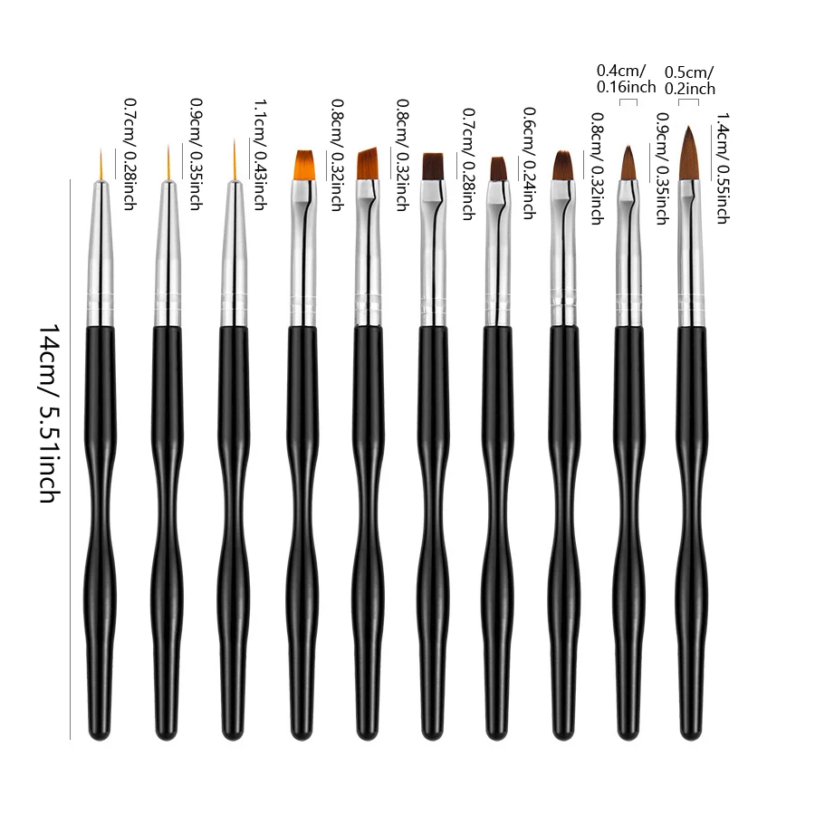 Black Curved Handle Nail Art B - Detailing Brush Set recension och pris