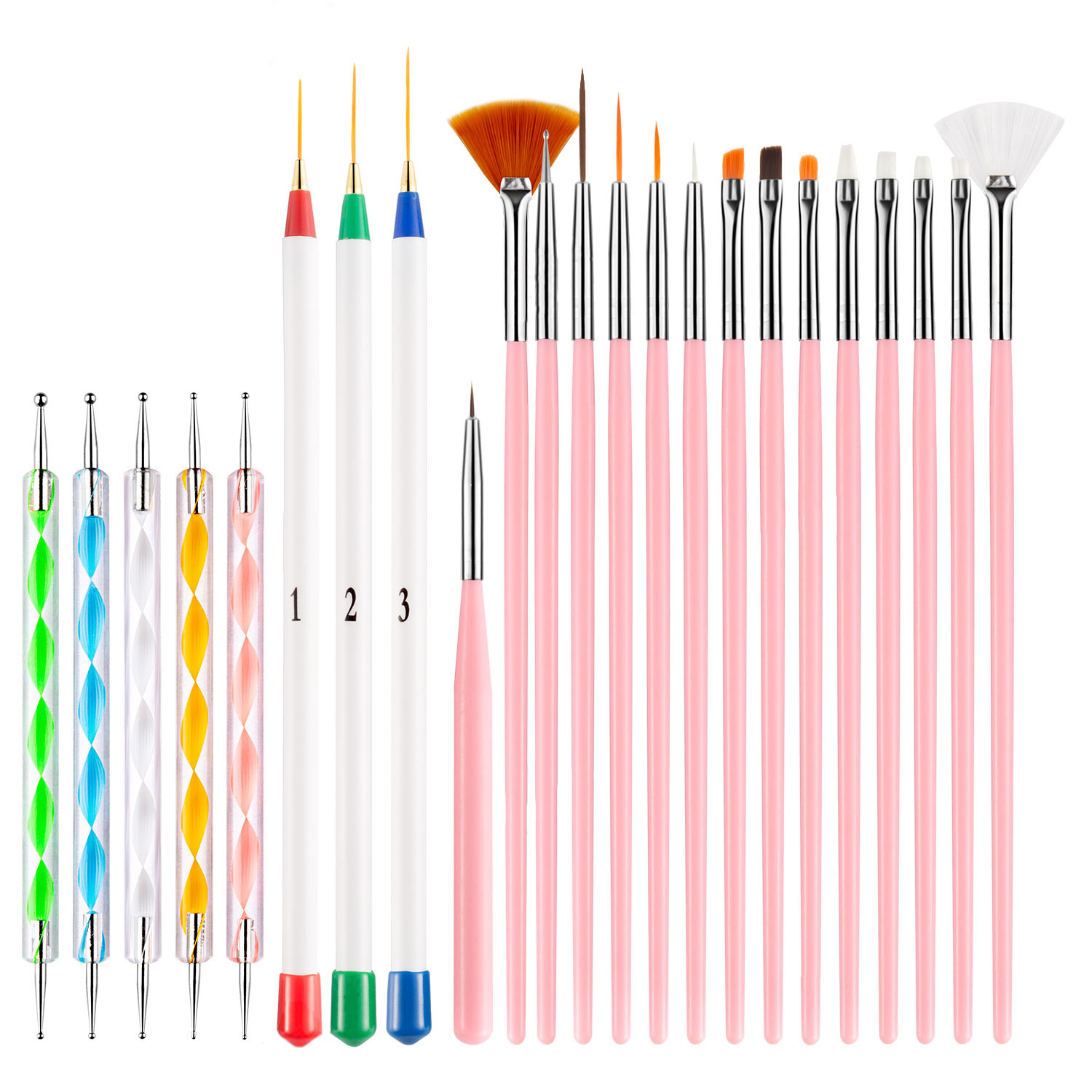 23PCS Nail Art Brushes Kit Lin - Detailing Brush Set recension och pris