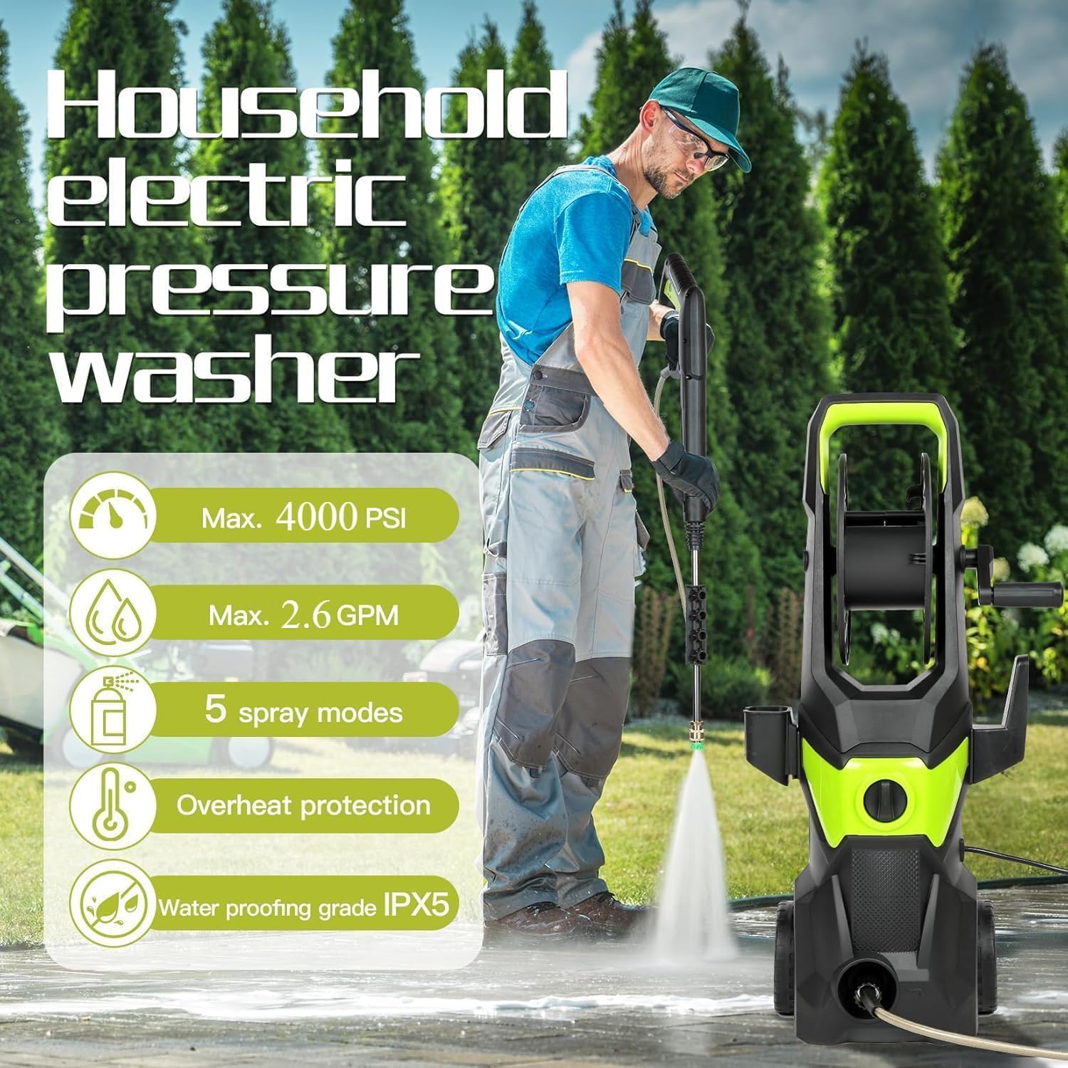 4000PSI Electric Pressure Wash - Pressure Washer Foam Gun recension och pris